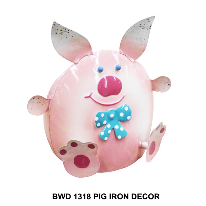 D-Art Collection Tin Metal and Iron Pig Decorative Figurine in Multi-Color