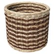 D-Art Collection Round Abaca Stripe Wicker/Rattan Storage Basket in Natural