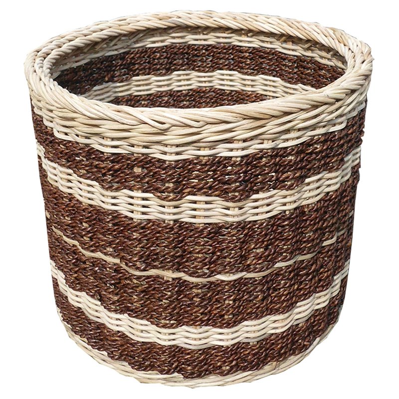 D-Art Collection Round Abaca Dominant Wicker/Rattan Storage Basket in Natural