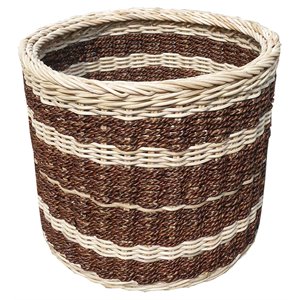 d-art collection round abaca dominant wicker/rattan storage basket in natural