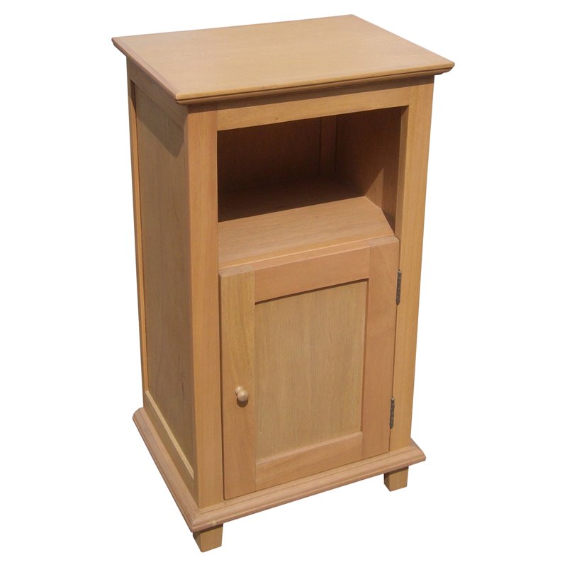 D-Art Collection Shaker Solid Mahogany Wood Side Table Cabinet in Light Walnut