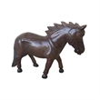 D-Art Collection Teak/Mahogany Solid Wood Standing Horse Statue in Dark Brown