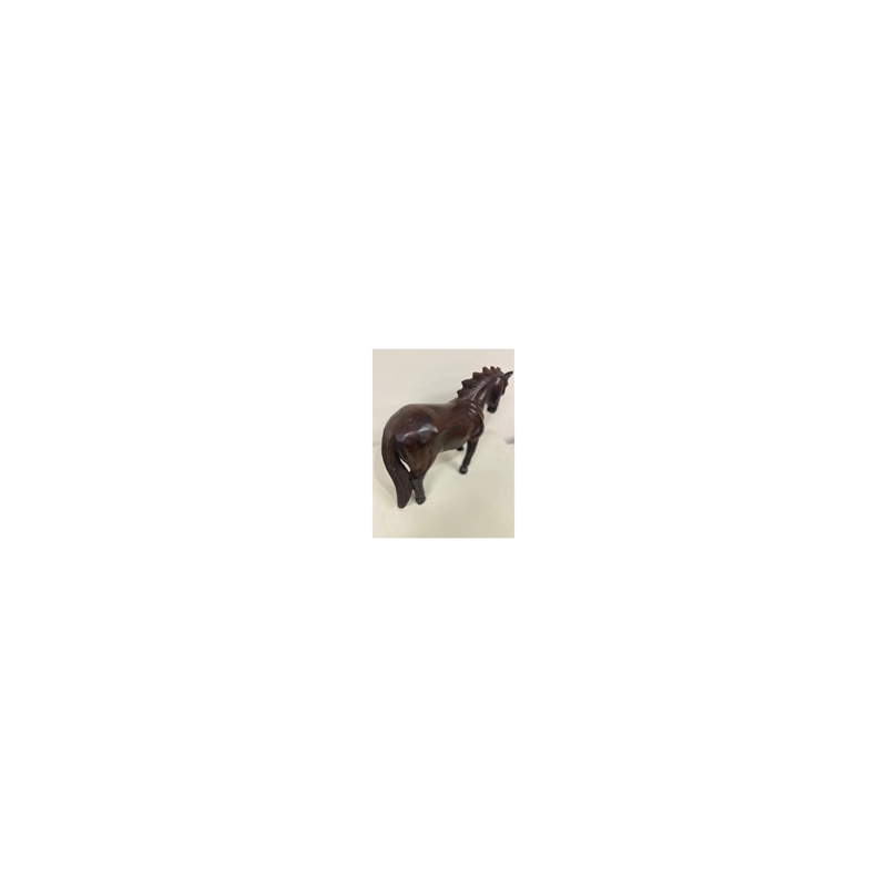 D-Art Collection Teak/Mahogany Solid Wood Standing Horse Statue in Dark Brown