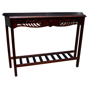 D-Art Collection Winston Solid Mahogany Wood Console Table in Dark Brown