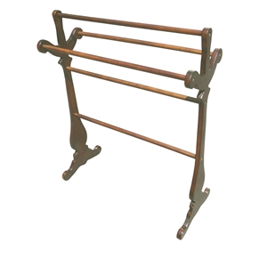 D-Art Collection Traditional Solid Mahogany Wood Carved Towel Rack in Dark Brown