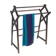 D-Art Collection Traditional Solid Mahogany Wood Cross Towel Rack in Dark Brown