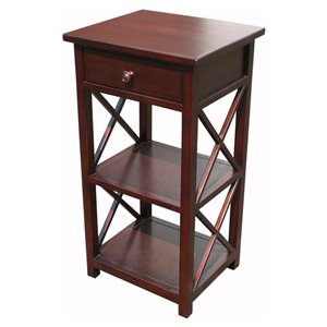 D-Art Collection Solid Mahogany Wood Library Telephone Table in Dark Brown