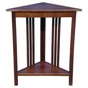 D-Art Collection Espana Solid Mahogany Wood Corner Table in Dark Brown