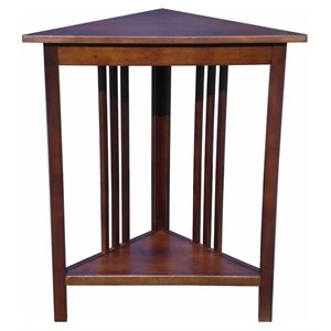 d-art collection espana solid mahogany wood corner table in dark brown