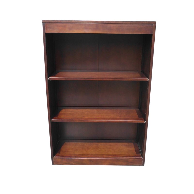 D-Art Collection Bellevue Solid Mahogany Wood Short Bookcase in Dark Brown