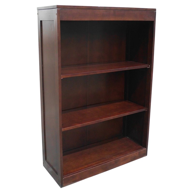 D-Art Collection Bellevue Solid Mahogany Wood Short Bookcase in Dark Brown