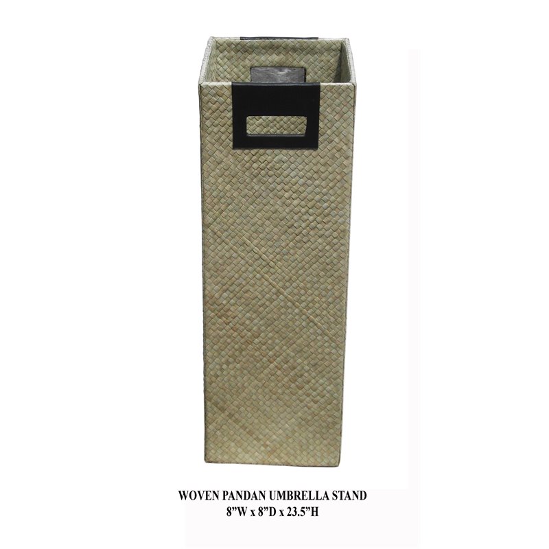 D-Art Collection Traditional Pandan Leaf Woven Umbrella Stand in Natural