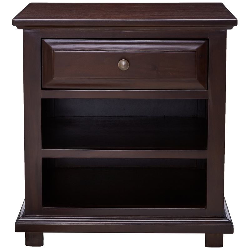D-Art Collection Java Traditional Solid Mahogany Wood Nightstand in Dark Brown