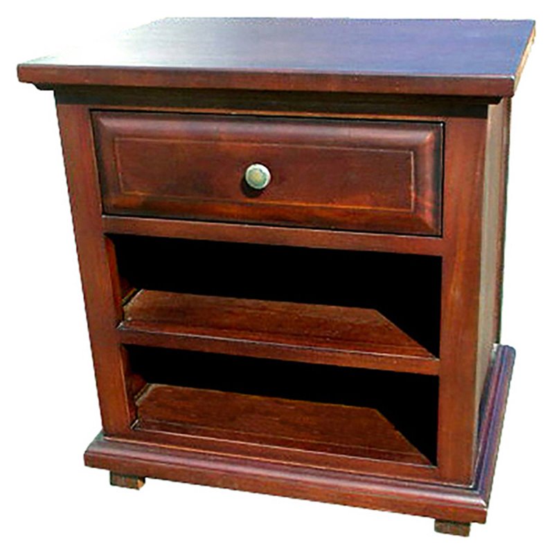 D-Art Collection Java Traditional Solid Mahogany Wood Nightstand in Dark Brown
