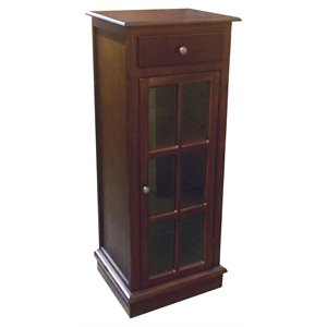 D-Art Collection Solid Mahogany and Glass Book Cabinet in Dark Brown
