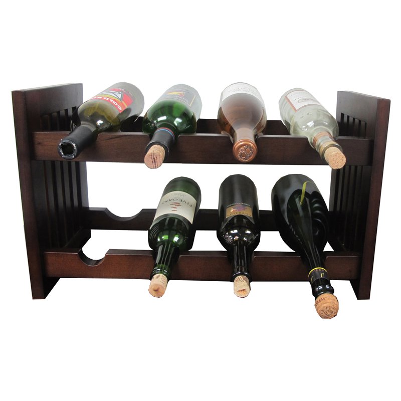 D-Art Collection Old Country Solid Mahogany Wood Wine Rack in Dark Brown