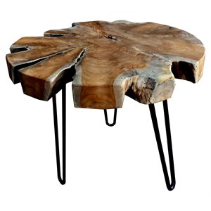 D-Art Collection Traditional Teak Wood and Iron Trunk Accent Table in Natural