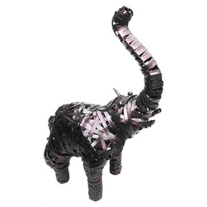 D-Art Collection Tin Metal and Iron Small Elephant Crazy Weave Decor in Bronze