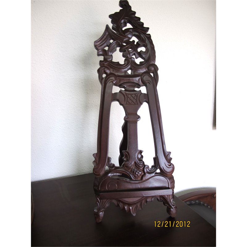 D-Art Collection Solid Mahogany Wood Mini Table Easel in Dark Brown