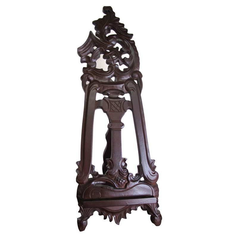 D-Art Collection Solid Mahogany Wood Mini Table Easel in Dark Brown
