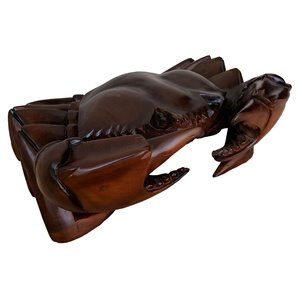 D-Art Collection Teak and Mahogany Solid Wood King Crab Statue in Dark Brown