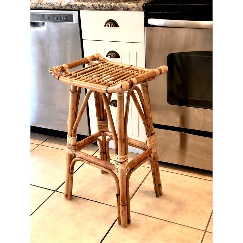 D-Art Collection South Bay Rattan Counter Stool in Natural Brown rattan material