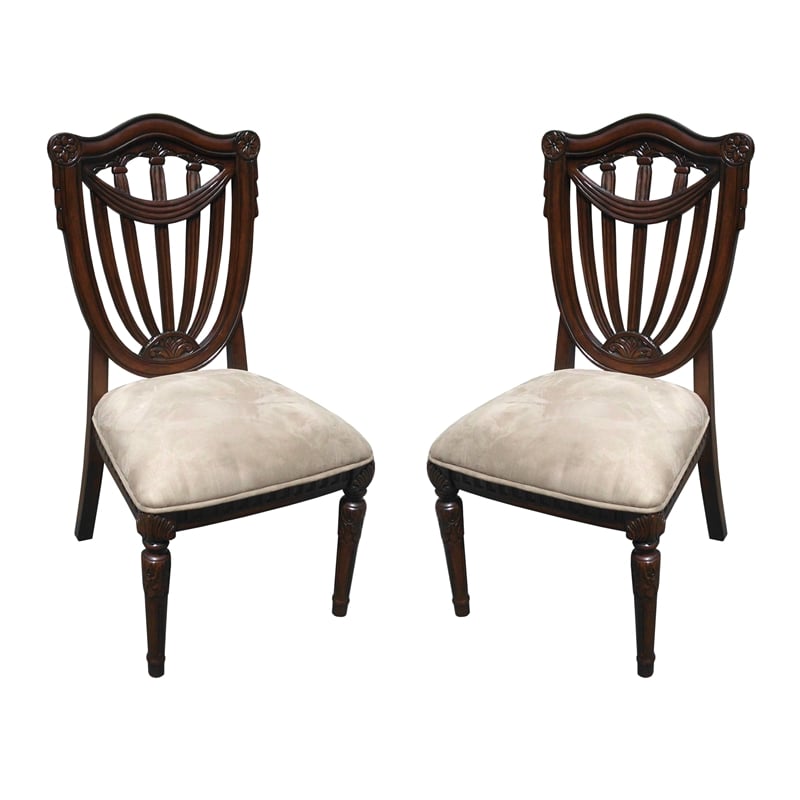 D-Art Collection Sheraton Side Chair (set of  2 pcs) mahogany wood brown color