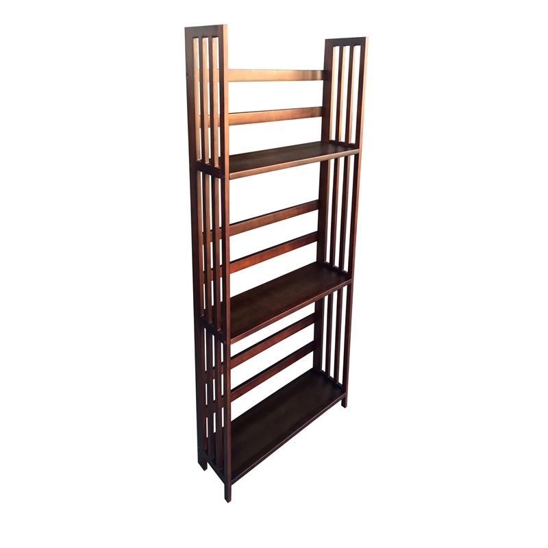 D-Art Collection Brookshire Bookcase in Mahogany Wood dark brown color