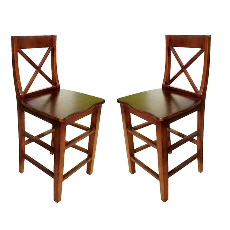 D-Art Collection Kitchen Bar Dining Set 5 Pc in Mahogany Wood dark brown color