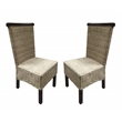 D-Art Collection Abaca & Wood Dining Chair-(6pc Set) in mahogany wood