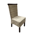 D-Art Collection Abaca & Wood Dining Chair-(6pc Set) in mahogany wood