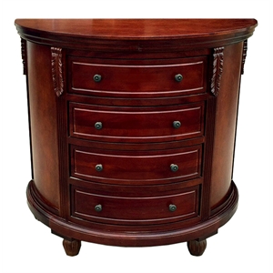 D-Art Collection Demilune Rounded Chest in Mahogany wood dark brown color