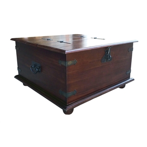 D-Art Collection Rustic 2 Trunk Coffee Table in mahogany wood with brown color