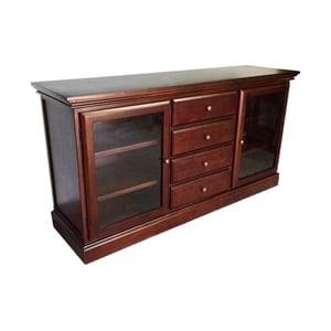 D-Art Collection Glass Front Bookcase Buffet in Mahogany wood