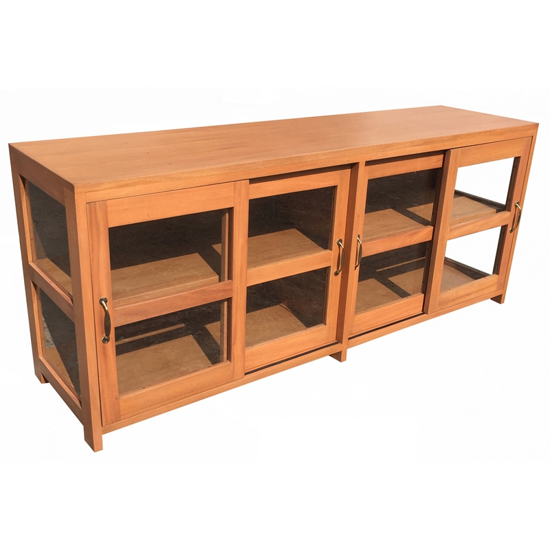 D-Art Collection Old World Sliding Door Buffet in mahogany wood natural color