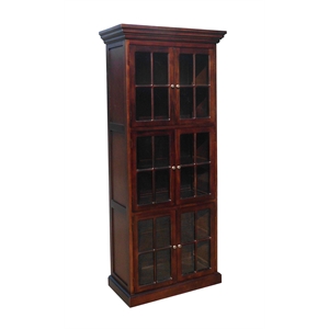 D-Art Collection 6 Door Library Bookcase with Mahogany wood