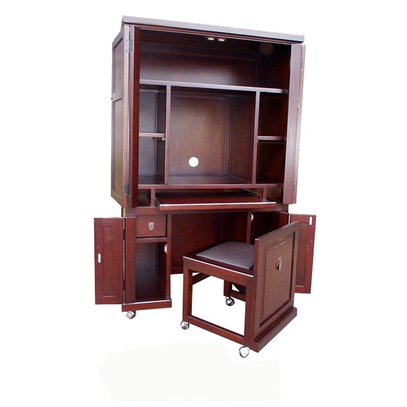 D-Art Collection Computer Armoire with pull out seat in Mahogany
