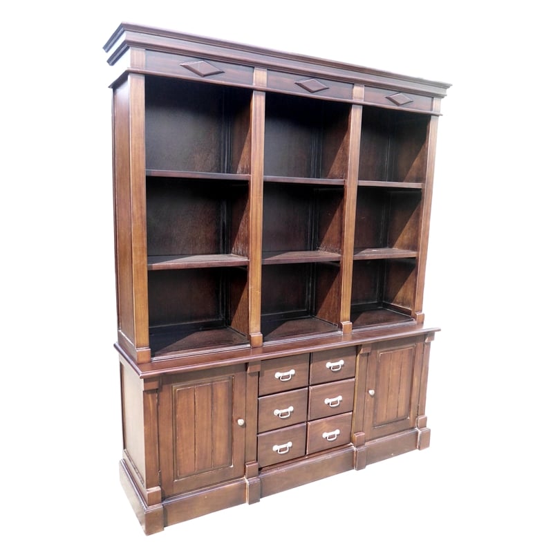 D-Art Collection Large Open Front Bookcase in Mahogany wood