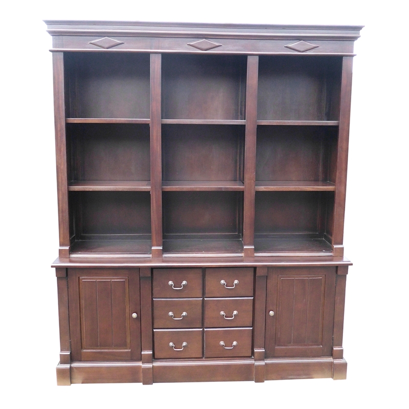 D-Art Collection Large Open Front Bookcase in Mahogany wood