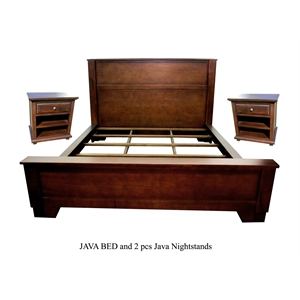D-Art Collection Java Bed Queen size & Nightstands(set of 3 items) in Mahogany