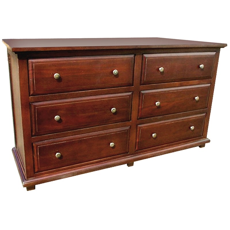 D-Art Collection Java Double Dresser 6 Draw in Mahogany wood with brown finish
