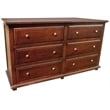 D-Art Collection Java Double Dresser 6 Draw in Mahogany wood with brown finish