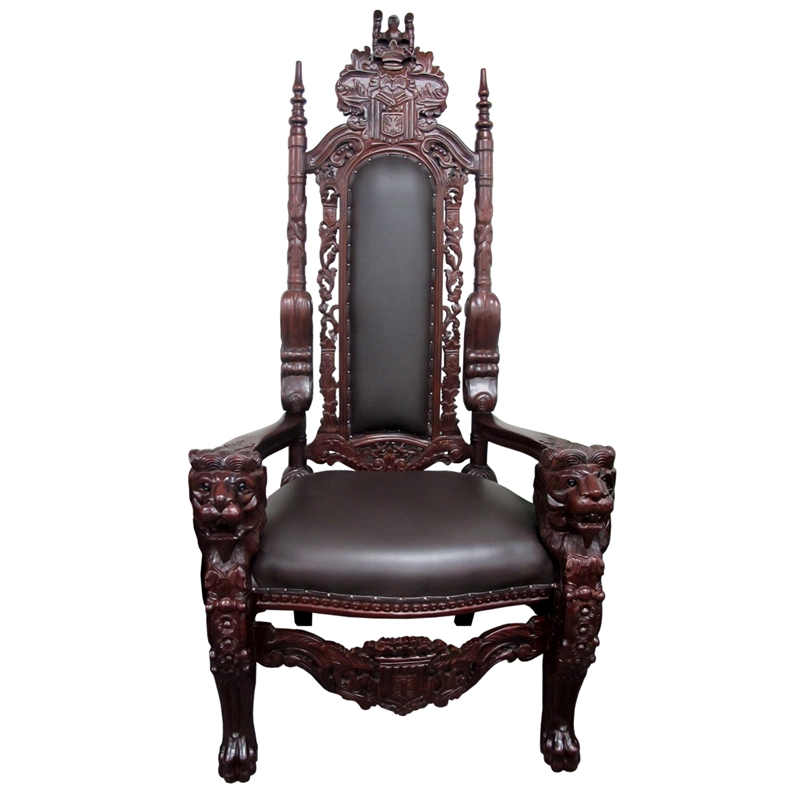 D-Art Collection Mahogany Lion King Chair in Mahogany wood