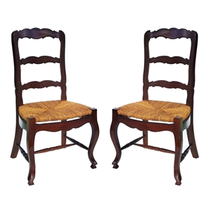 D-Art Collection Ladder back Side Chair 2pcs 8in Mahogany