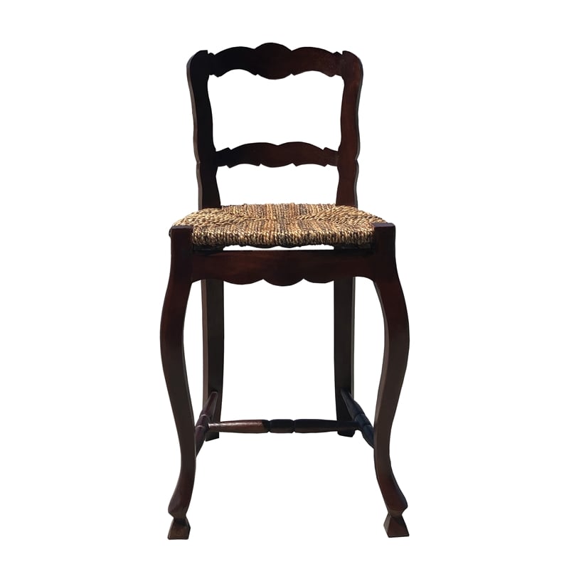 D-Art Collection Ladder Back Counter Stool in Mahogany wood brown color