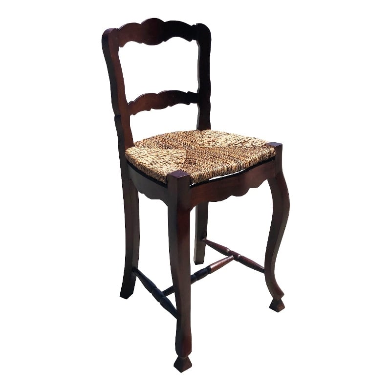 D-Art Collection Ladder Back Counter Stool in Mahogany wood brown color