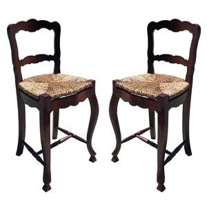 D-Art Collection Ladder Back Counter Stool  SET of 2 pcs in Mahogany wood