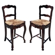 D-Art Collection Ladder Back Counter Stool  SET of 2 pcs in Mahogany wood