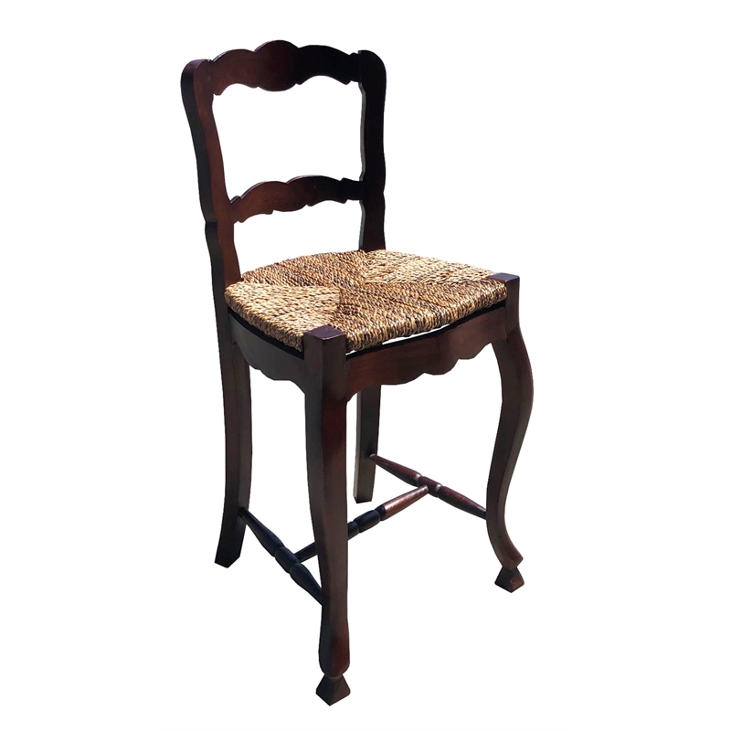 D-Art Collection Ladder Back Counter Stool  SET of 2 pcs in Mahogany wood