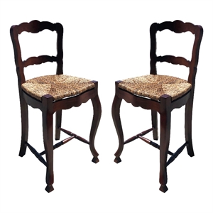 D-Art Collection Ladder Back Counter Stool  SET of 2 pcs in Mahogany wood